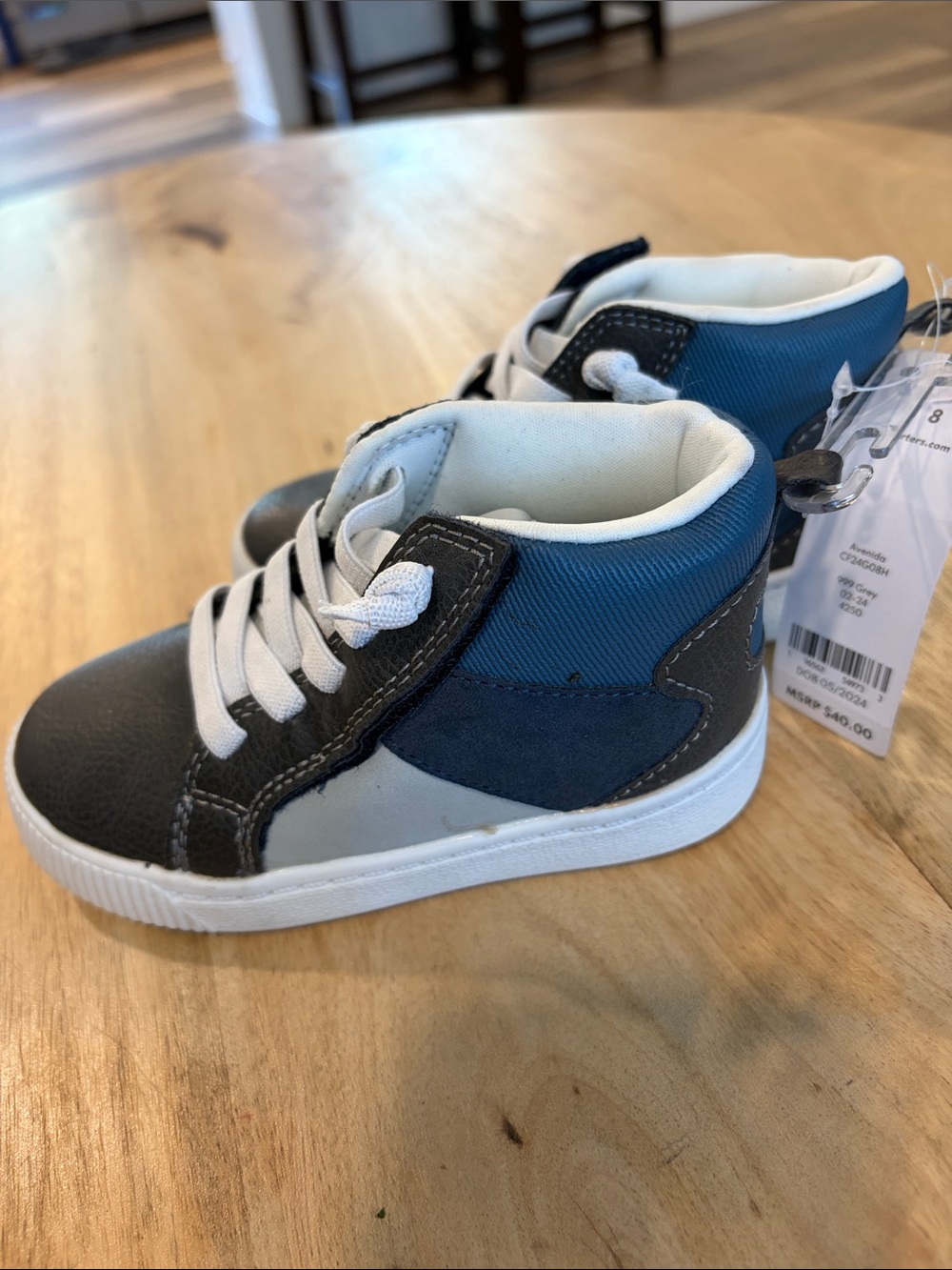 NWT Carter’s toddler size 8 High-Top Sneaker in Navy and Gray
